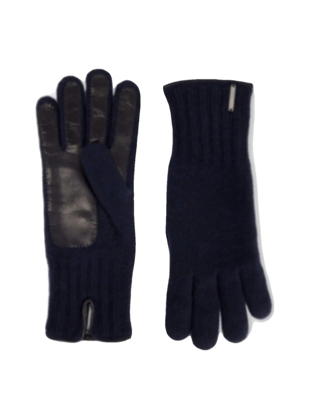 Corneliani Men's Navy Cashmere, Leather Palm Gloves (Size 8)